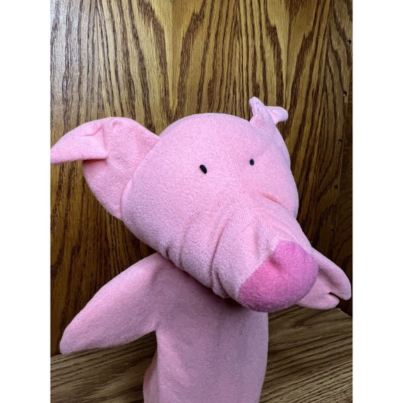 VINTAGE 1995 MERRY MAKERS SOFT PLUSH PINK PIG HAND PUPPET, PRETEND PLAY - Picture 2 of 5